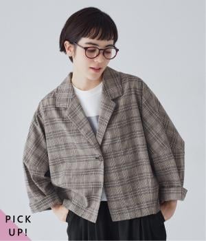 リネン混ショートテーラードジャケット