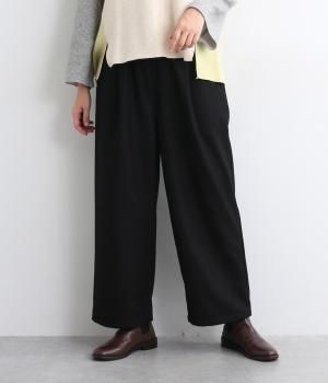 ウォッシャブルウールワンタックパンツ(ブラック-F)