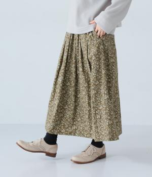 コットンコーデュロイプリントタックスカート