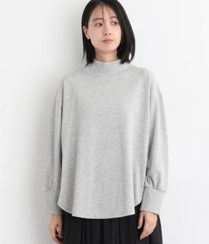 ミニ裏毛襟裾リブ長袖ハイネックプルオーバー