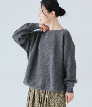 ウール混シープボアラウンドヘムプルオーバー