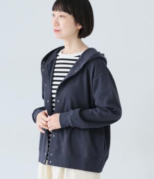 コットンミニ裏毛ドットボタンパーカ(チャコール-F)