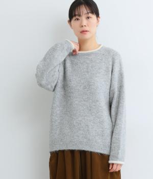 ウール混シャギーニットプルオーバー