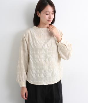 ウールシャーリングチェックボトルネックプルオーバー