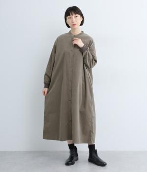 コットンシャツコール×リブシャツワンピース
