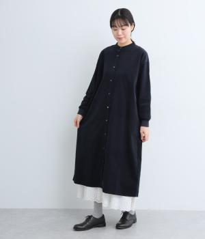 コットンシャツコール×リブシャツワンピース(ダークネイビー-F)