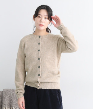 ウールクルーネックニットカーディガン