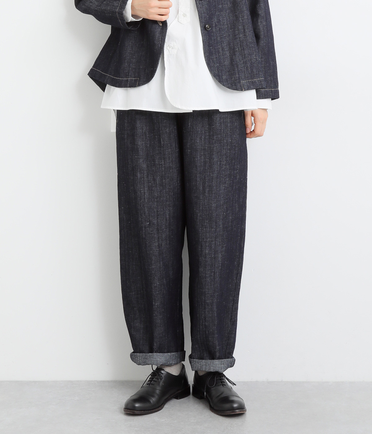 コットンリネンバックヘムロゴパンツ（nop de nod）の商品詳細