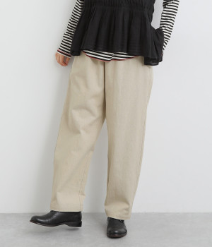 コットンリネンバックヘムロゴパンツ(キナリ-ONESIZE)