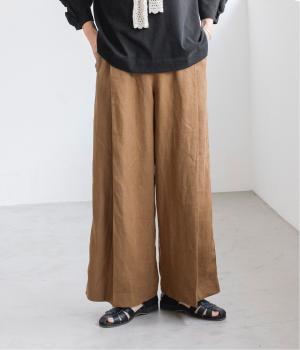 ヘンプ　プリーツタックワイドパンツ