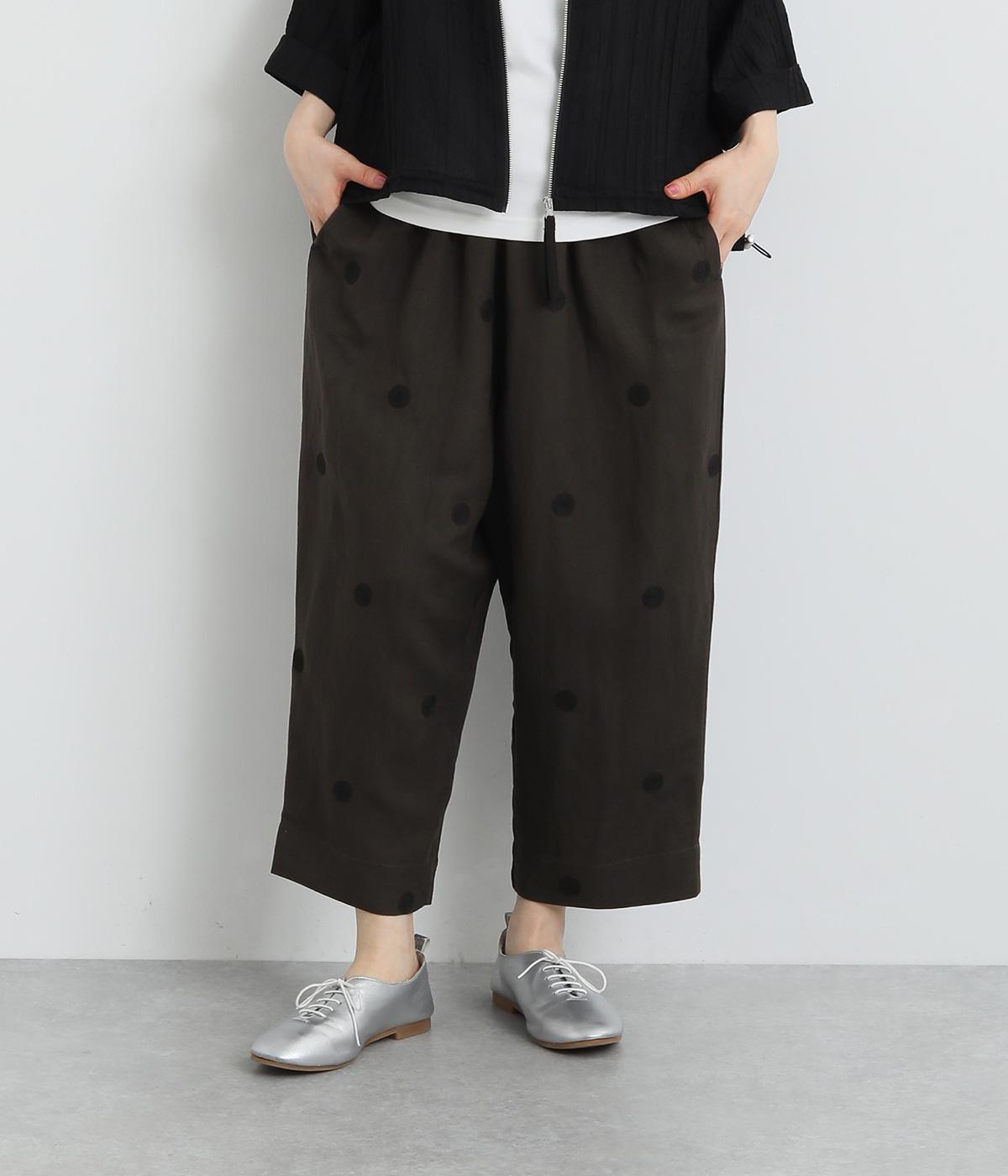 ノップドゥノッド] リネンレーヨンライン刺繍サルエルバルーンパンツ