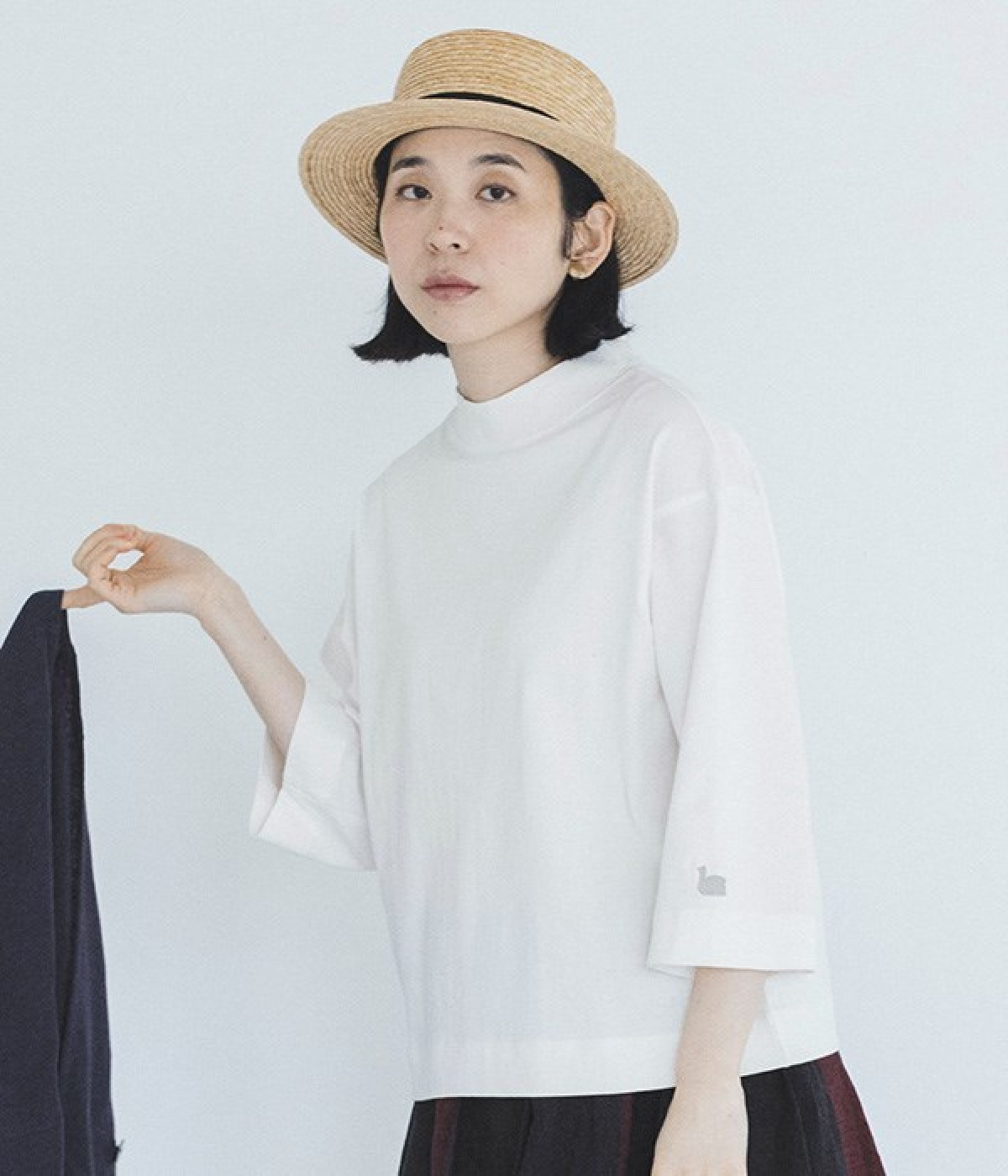 USコットン ボトルネック7分袖(オフホワイト-ONESIZE)