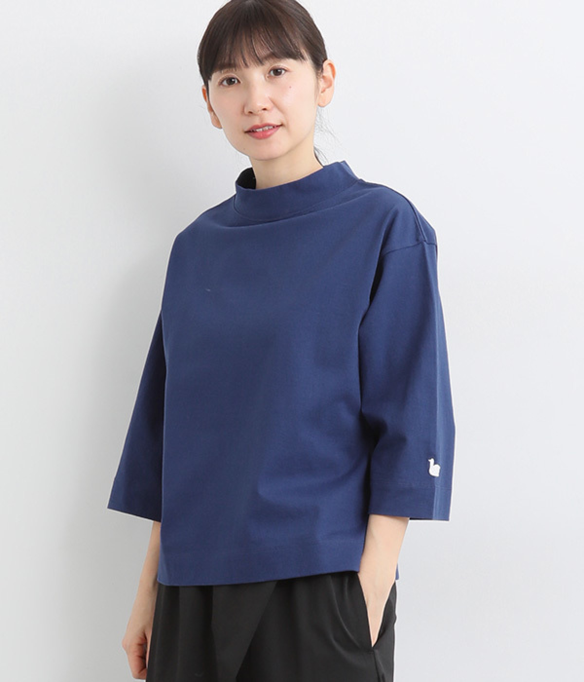 USコットン ボトルネック7分袖(ダークブルー-ONESIZE)