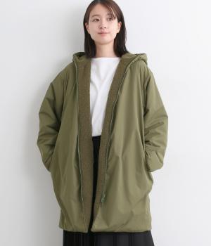 ナイロンタフタ×フリースボア　リバーシブルフードコート