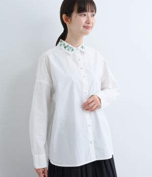 タイプライター　刺繍襟シャツ