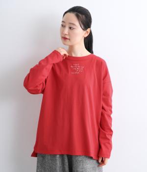 USコットン　書き文字ロゴ刺繍ロングTシャツ