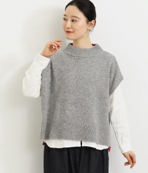 ラムズウールボトルネックベスト(グレー-F)