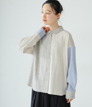 miscビエラ起毛丸襟シャツ(グレー-F)