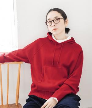 プレーディング総針プルパーカ(レッド-F)