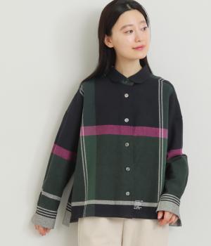 ビエラパネルチェッククロップドシャツ(ダークグリーン-F)