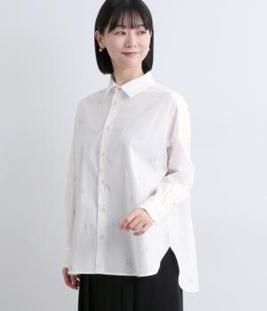 ユーカリプリントオーバーサイズシャツ(オフホワイト-F)