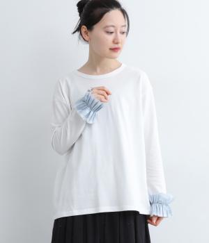 コットンダブルフリルスリーブTシャツ