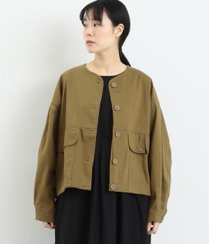コットンアウターノーカラージャケット