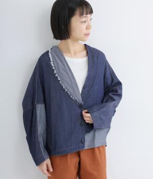 コットンパッチワークジャケット(ネイビー-F)