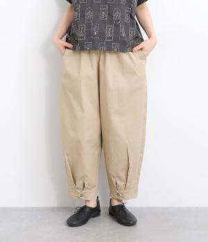 ストレッチツイルアンクルカフスパンツ(ベージュ-ONESIZE)