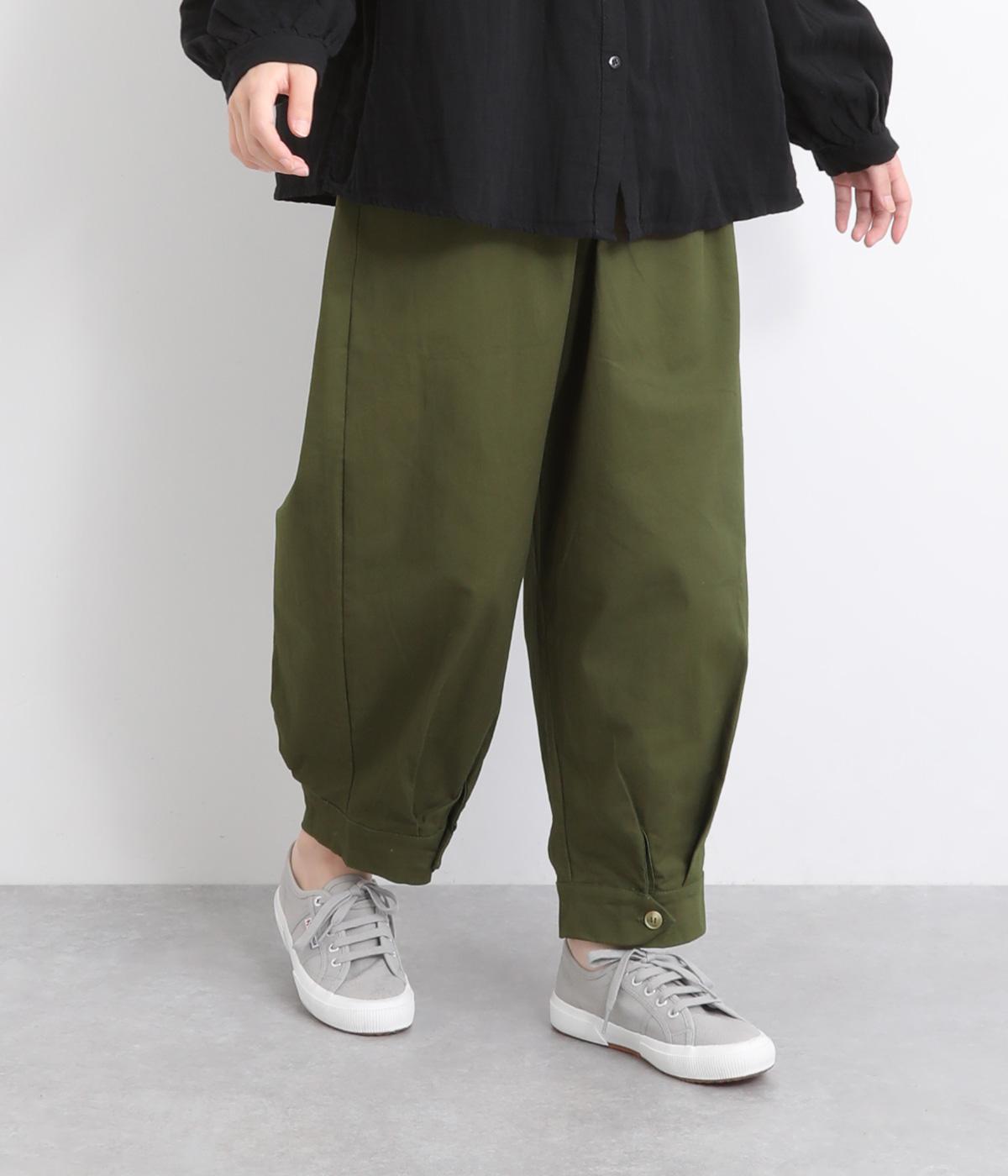 ストレッチツイルアンクルカフスパンツ(カーキ-ONESIZE)