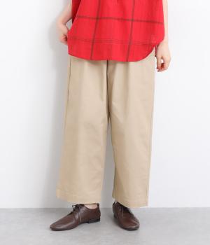 ストレッチツイルサイドポケットワイドパンツ(ベージュ-ONESIZE)