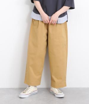 ストレッチツイルサイドポケットワイドパンツ(イエロー-ONESIZE)