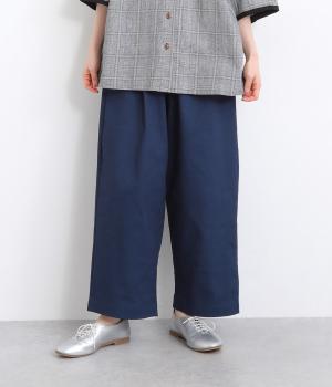 ストレッチツイルサイドポケットワイドパンツ(ネイビー-ONESIZE)