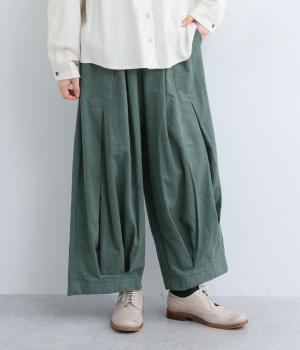 コットンタックワイドベイカーパンツ(グリーン-F)