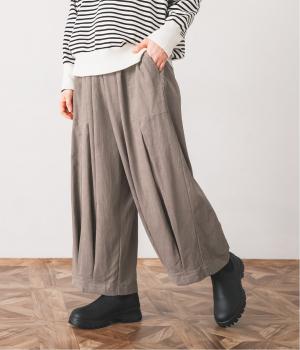 コットンタックワイドベイカーパンツ(グレージュ-F)