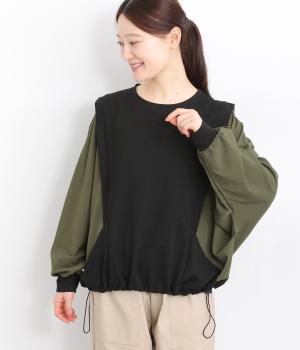 布帛切替ドルマンプルオーバー(ブラック×カーキ-ONESIZE)