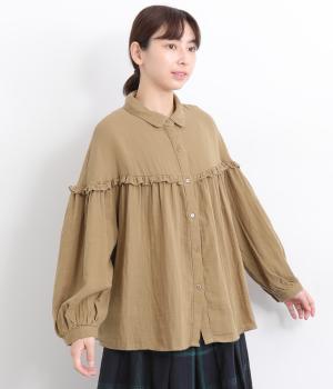 ダブルガーゼフリル切替シャツ