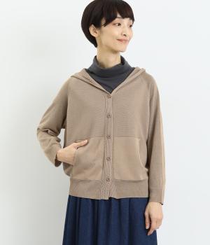 フード付きカーディガン