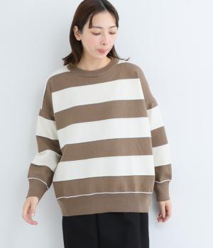 太ボーダープルオーバー(ブラウン-F)