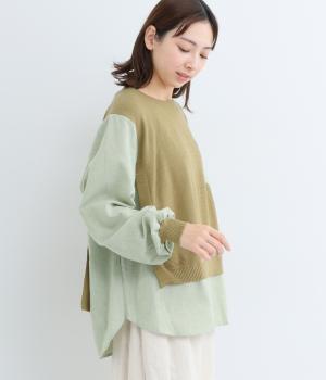 鹿の子布帛切替プルオーバー(ピスタチオ-F)