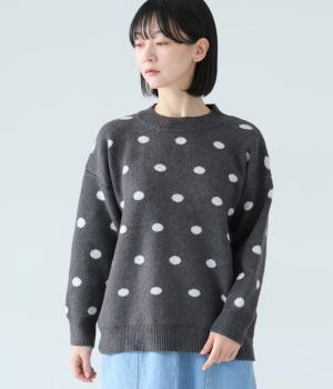 ミドルゲージニットドットプルオーバー(チャコール-F)