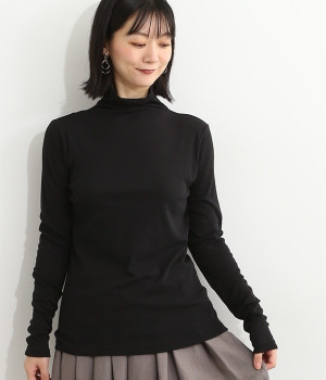 ガス強撚ガーゼフライスハイネック長袖プルオーバー