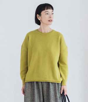 アルパカウール丸首プルオーバー