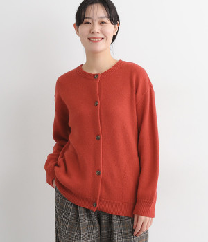アルパカウールクルーネックカーディガン