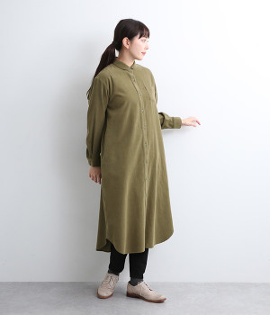 ラウンドカラー荒炊きコーデュロイワンピース