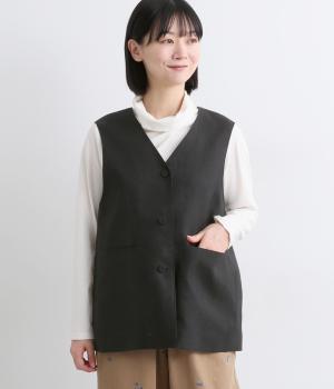 リトアニアリネンベスト(クロ-F)