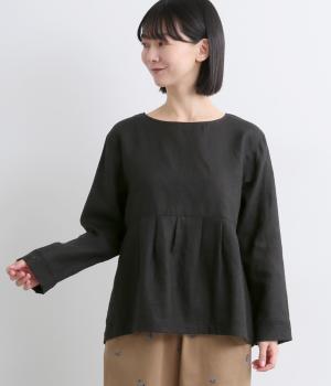 リトアニアリネンタック切替ブラウス(クロ-F)