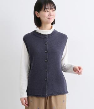 ブルーノートクルーネック前あきベスト(ネイビーブルー-F)