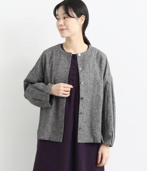 コットンリネン刷毛目チェックジャケット