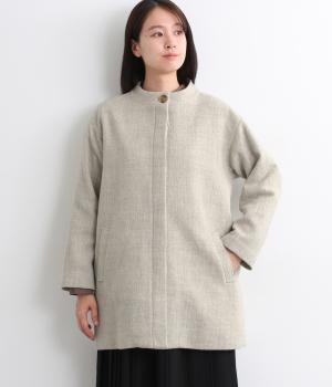 ウールスタンドカラーコート(ライトグレー-F)